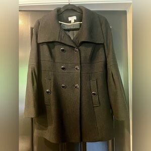 LOFT Black Double-Breasted Pea Coat